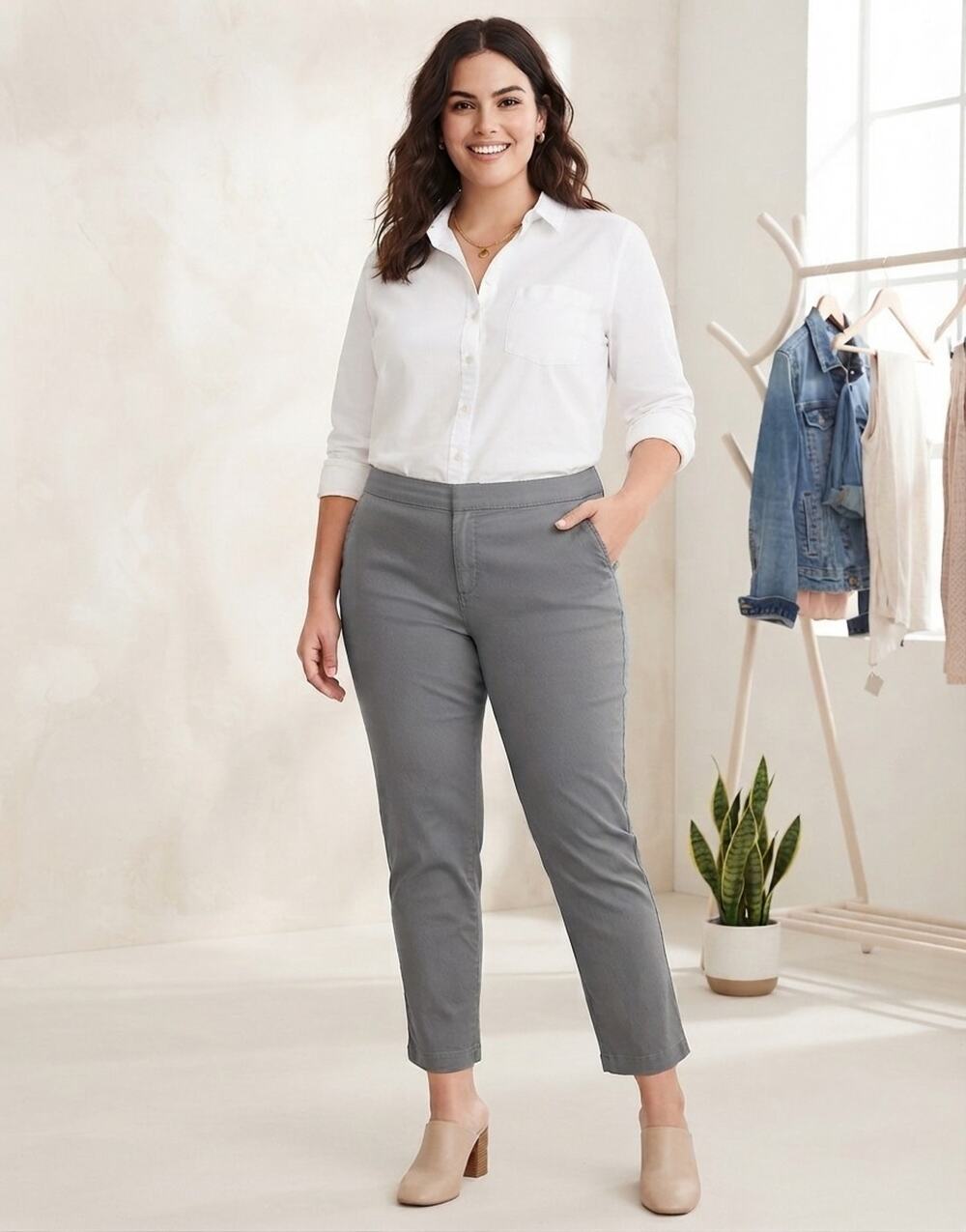 Old Navy Pixie Chino Ankle Pants Womens Size 18 Regular Gray Stretch NWT